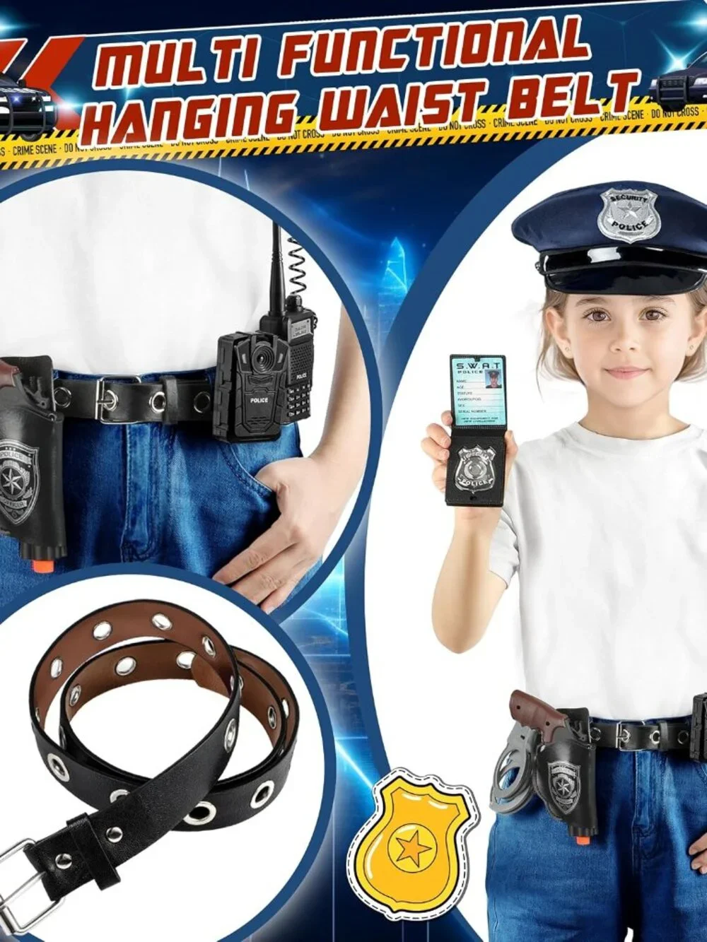 9Pcs Police Toys, Police Costume Accessories for Kids, Cop Costume Accessories,